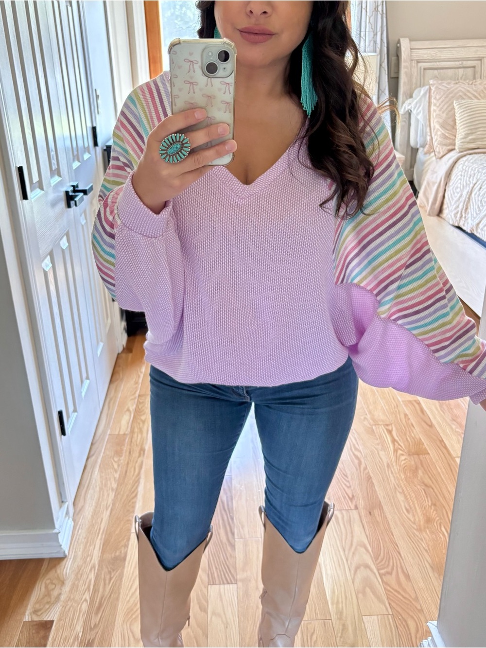 Haptics oversized balloon sleeve pullover